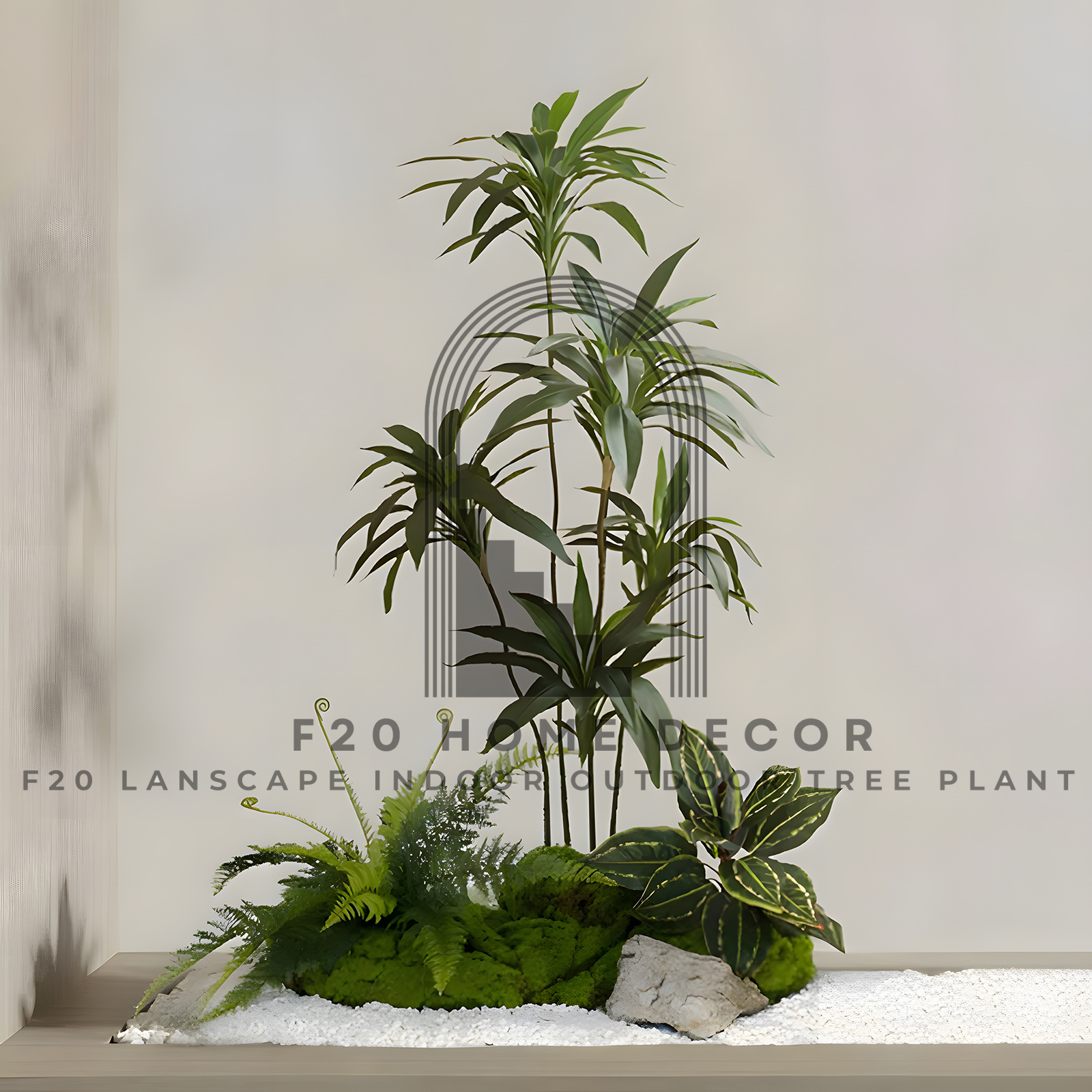 Trang trí tiểu cảnh rêu xanh kết hợp với cây huyết dụ lá nhỏ