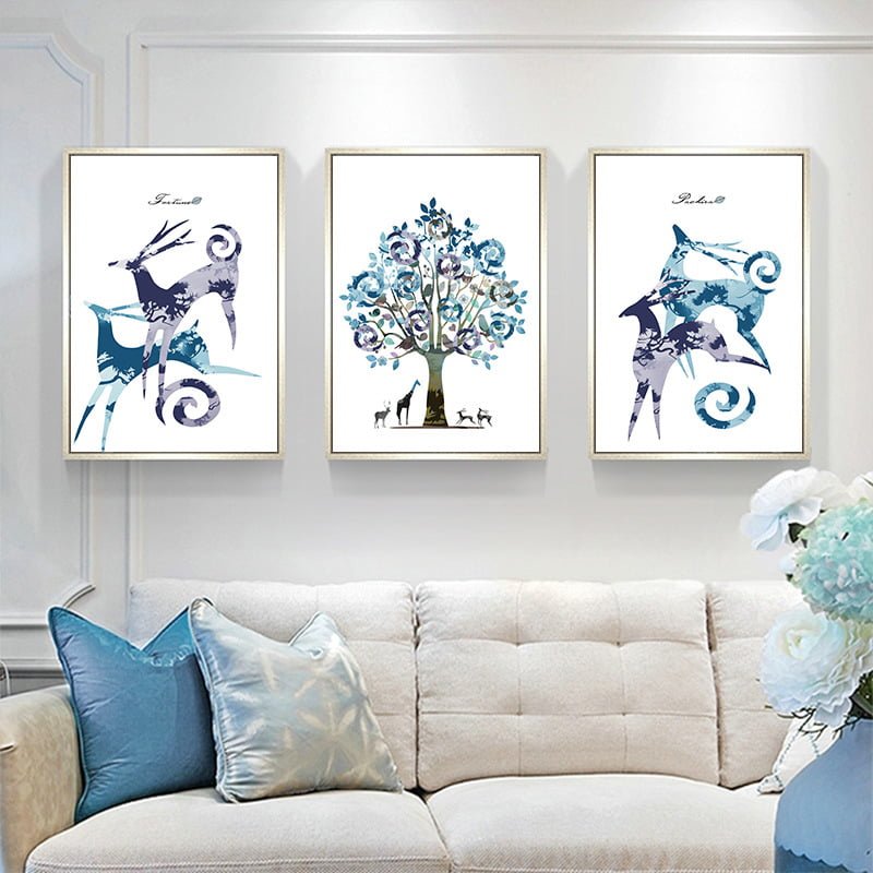 Tranh treo tường rừng và đàn hươu