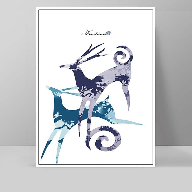 Tranh treo tường rừng và đàn hươu