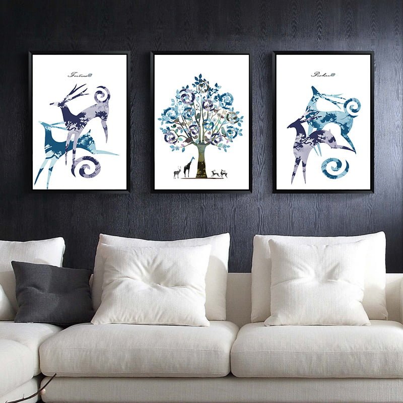 Tranh treo tường rừng và đàn hươu