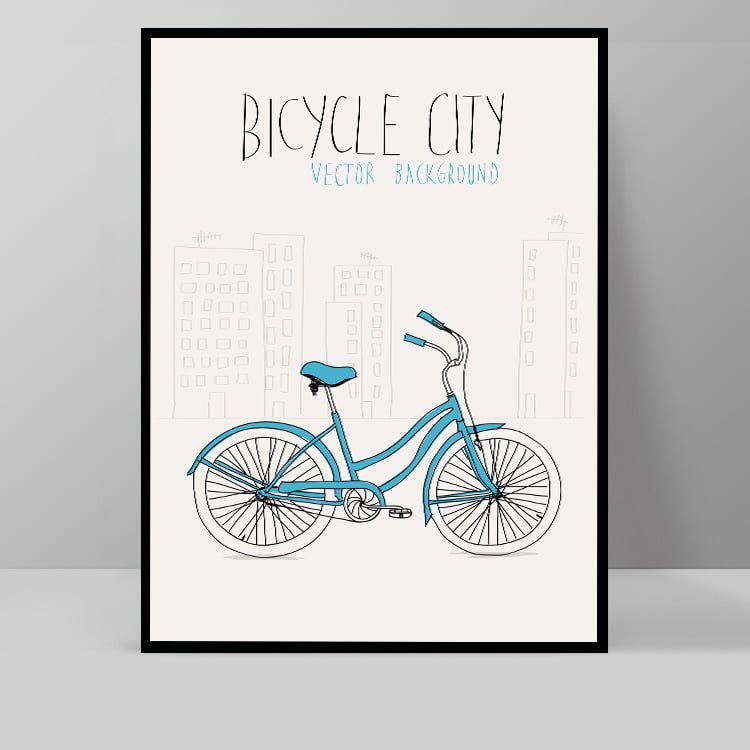 Bộ tranh treo tường xe đạp và lồng chim