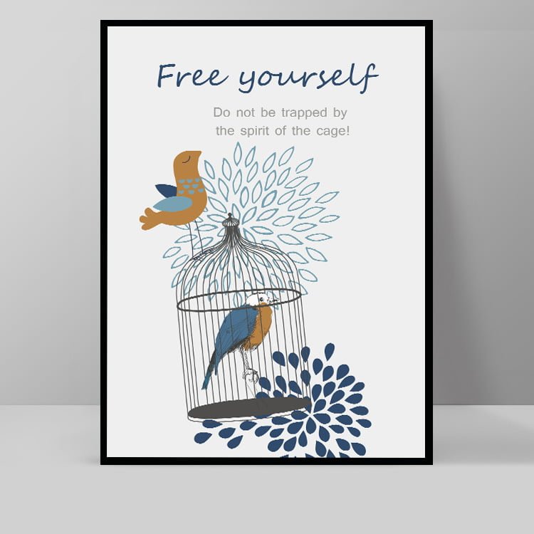 Bộ tranh treo tường xe đạp và lồng chim