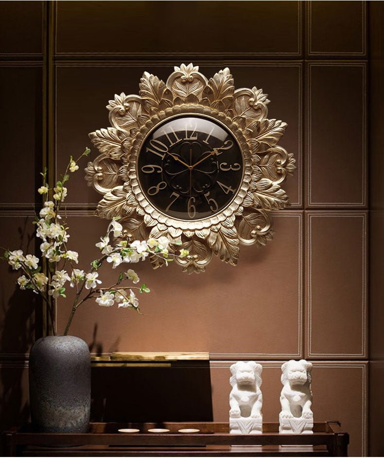Đồng hồ treo tường cao cấp điêu khắc Royal Flower