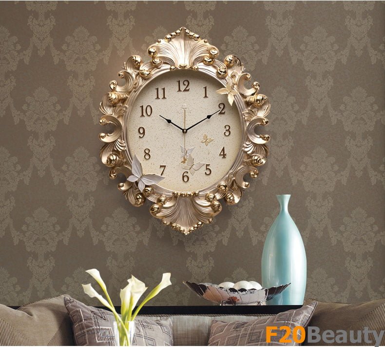 Đồng hồ treo tường điêu khắc phù điêu gương cổ điển