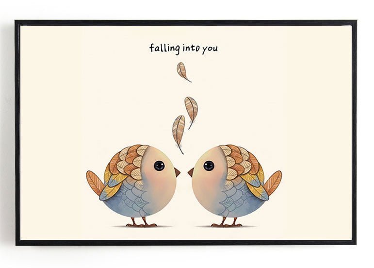 Tranh ốp ổ điện hình cặp chim non dễ thương