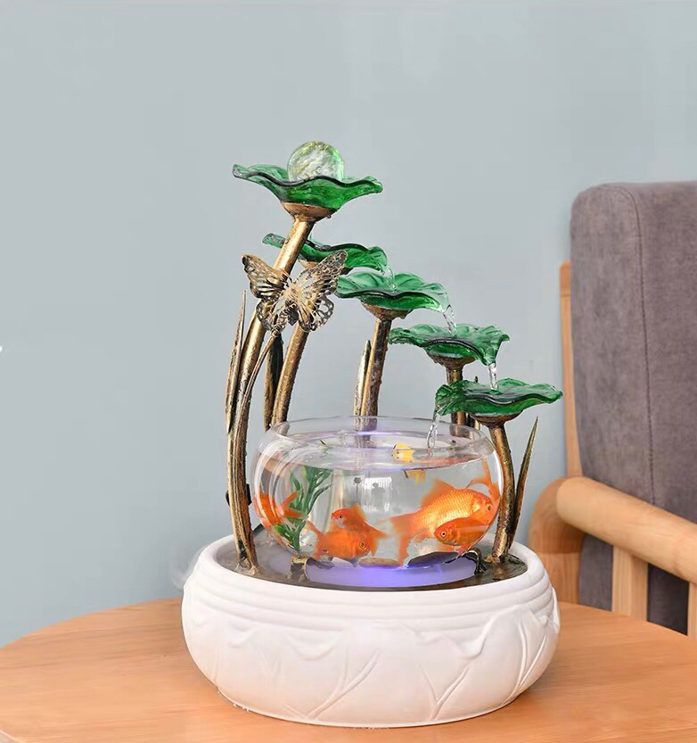 Bể cá mini phun sương 5 lá sen