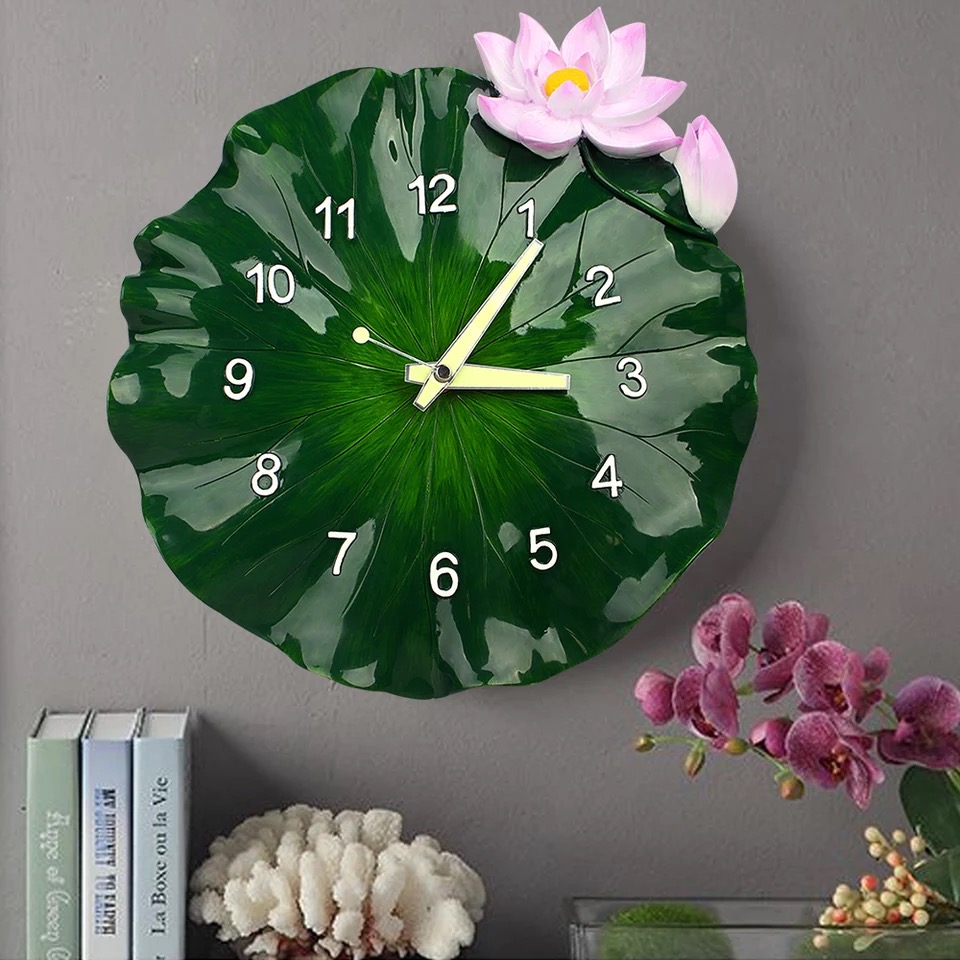 Đồng hồ treo tường nghệ thuật lá sen