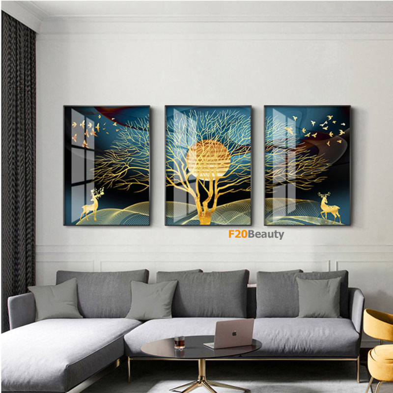 Tranh phù điêu thủy tinh Artemis Deer