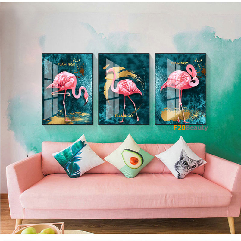 Tranh phù điêu thủy tinh Flamingo