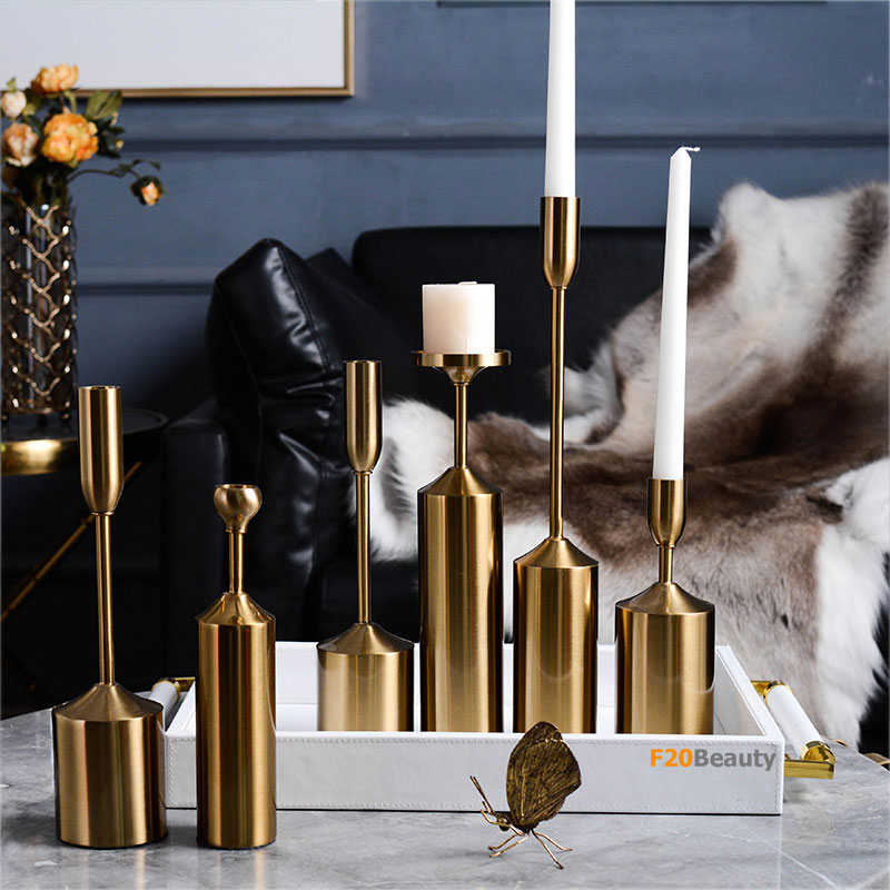 Chân nến kim loại mạ vàng