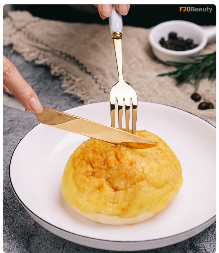 Combo đũa muỗng nĩa dao inox mạ vàng