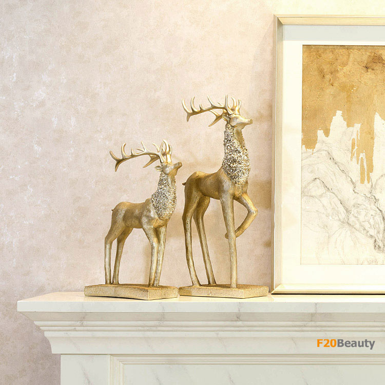 Tượng cặp hươu vàng nghệ thuật
