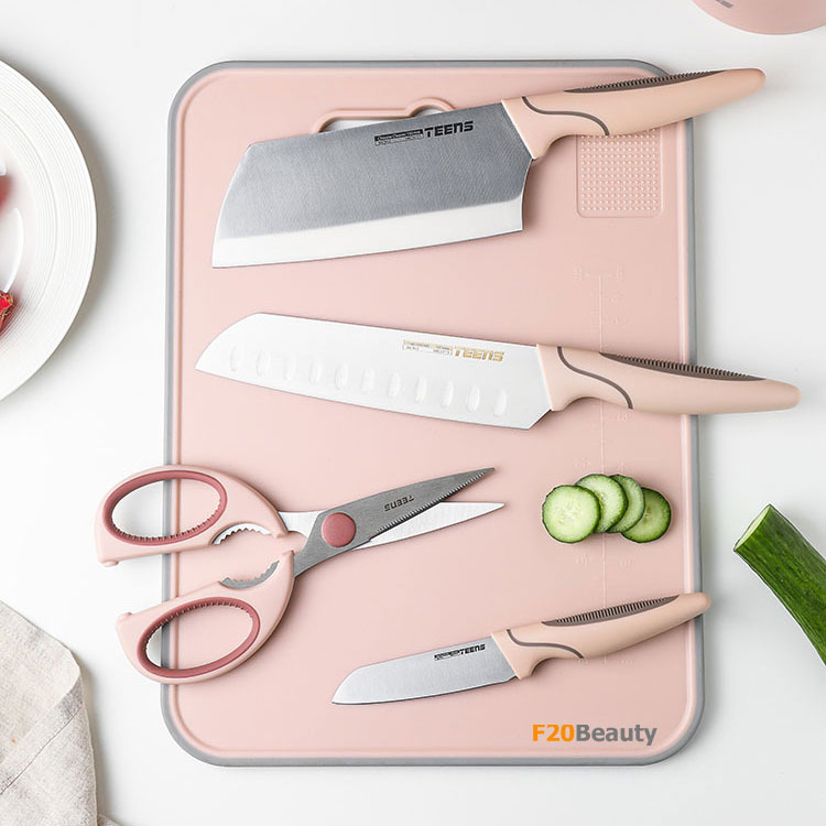Combo dụng cụ bếp dao thớt kéo Luxury