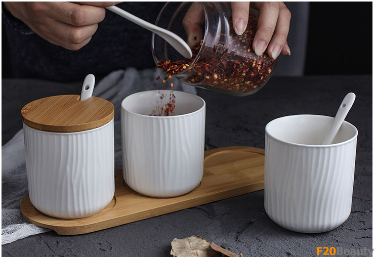 Bộ 3 hủ đựng gia vị Luxury bằng gốm